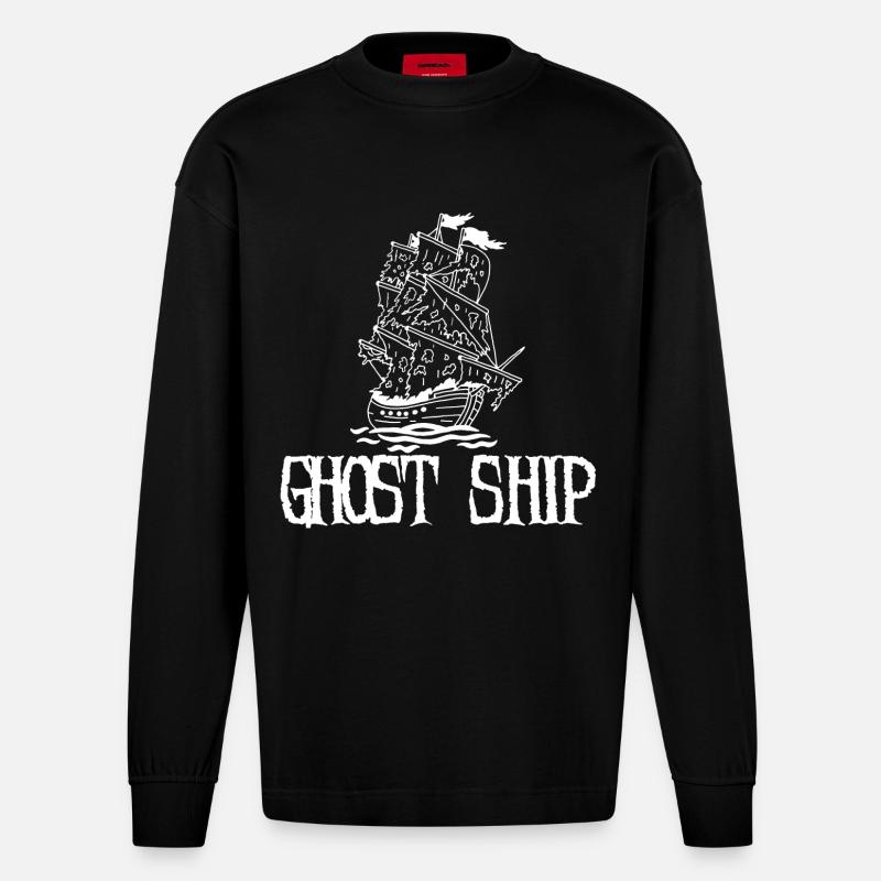 Geisterschiff - Heavyweight Oversized Organic Langarmshirt Made in EU - SOLID BLACK