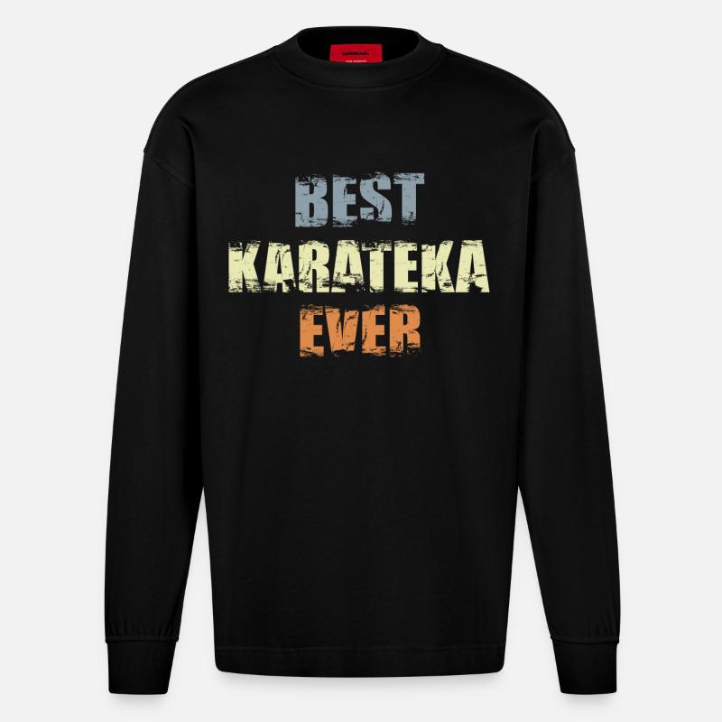 Bester Karateka - Heavyweight Oversized Organic Langarmshirt Made in EU - SOLID BLACK