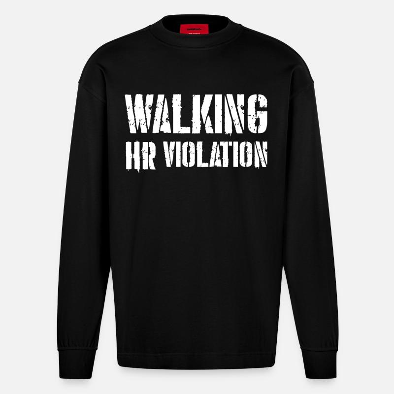 Walking HR Verstoß - Heavyweight Oversized Organic Langarmshirt Made in EU - SOLID BLACK