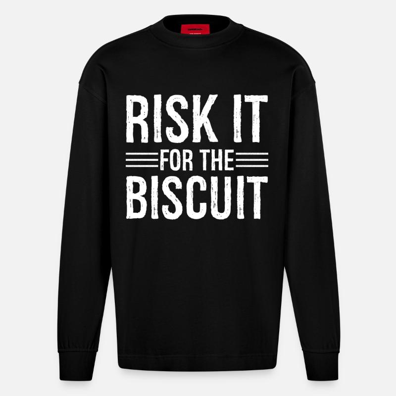 Risquez-le pour le biscuit - Manches longues bio épais oversize fabriqué en UE - SOLID BLACK