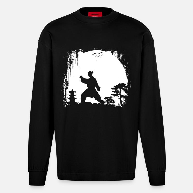 Weibliche Karateka - Heavyweight Oversized Organic Langarmshirt Made in EU - SOLID BLACK
