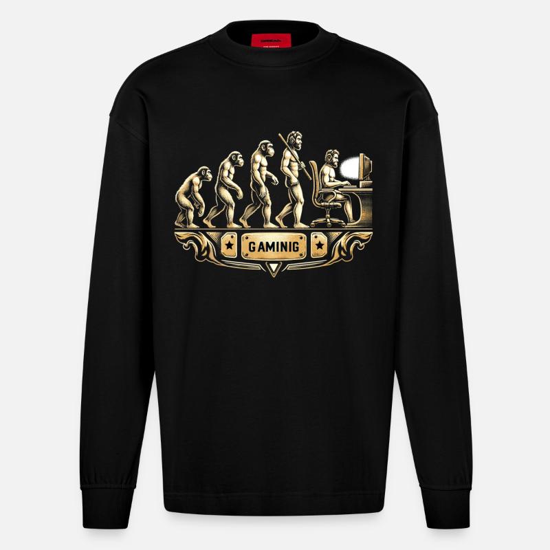 Évolution du rétro du jeu - Manches longues bio épais oversize fabriqué en UE - SOLID BLACK