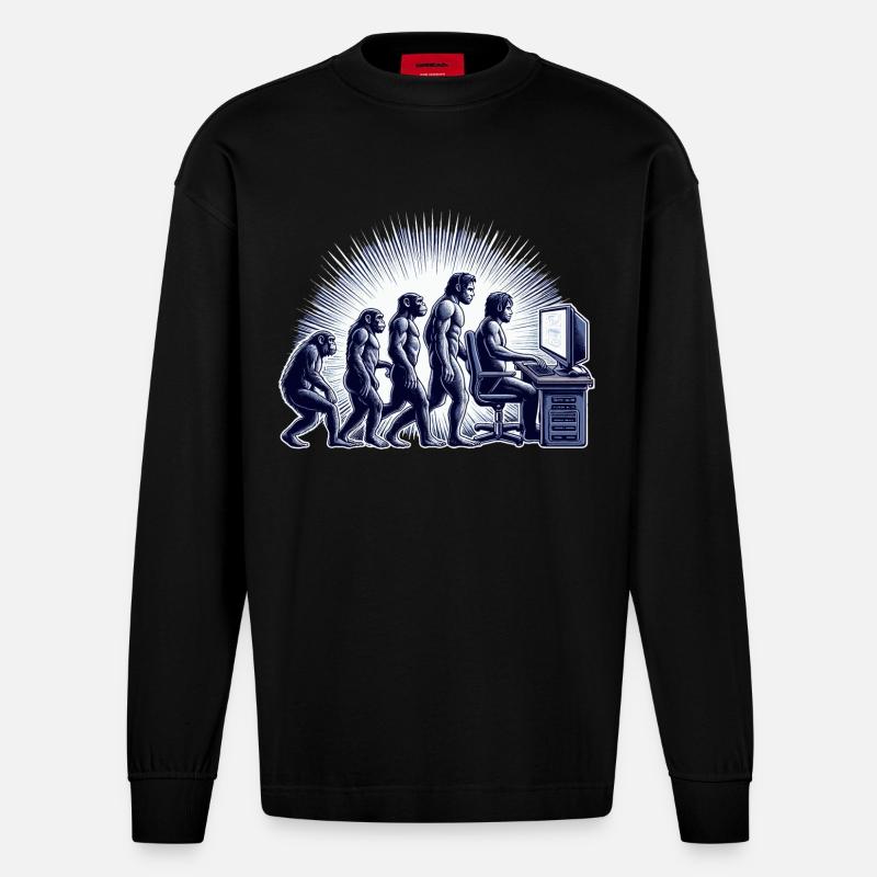 GAMING EVOLUTION - Heavyweight Oversized Organic Longsleeve Shirt Made in EU - SOLID BLACK