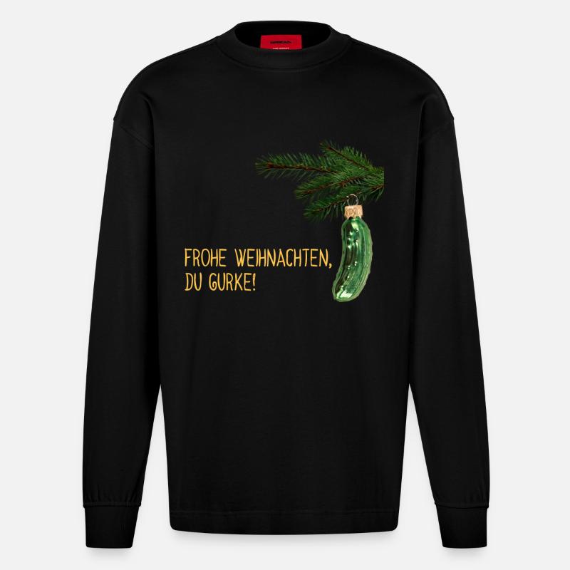 Weihnachtsgurke - Heavyweight Oversized Organic Langarmshirt Made in EU - SOLID BLACK