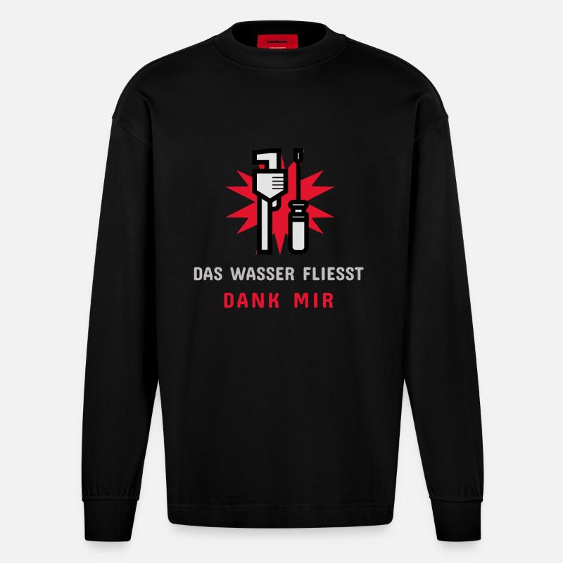 Das Wasser Fließt Dank Mir - Heavyweight Oversized Organic Langarmshirt Made in EU - SOLID BLACK
