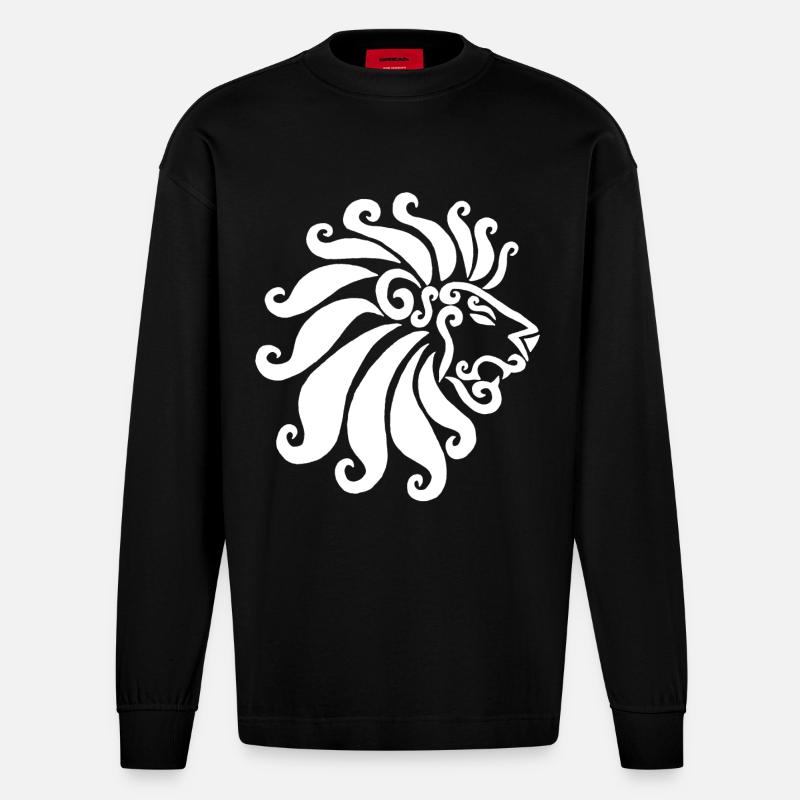 Weißer Löwe - Heavyweight Oversized Organic Langarmshirt Made in EU - SOLID BLACK