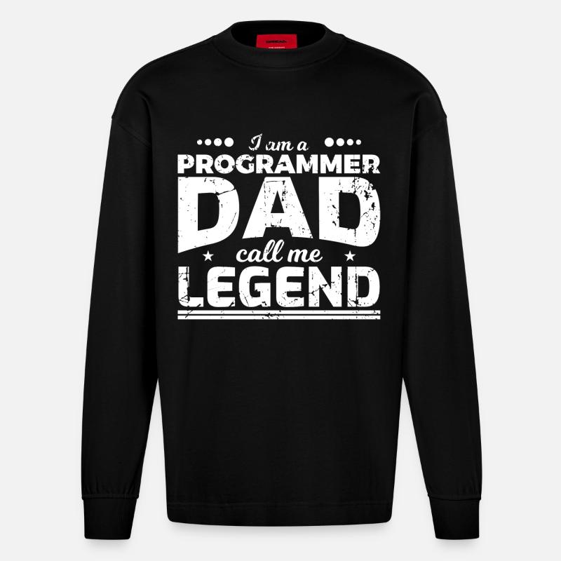 Coder Papa - Heavyweight Oversized Organic Langarmshirt Made in EU - SOLID BLACK