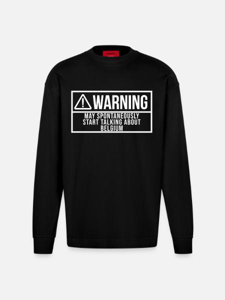 Belgien Belgien Belgien - Heavyweight Oversized Organic Langarmshirt Made in EU - SOLID BLACK