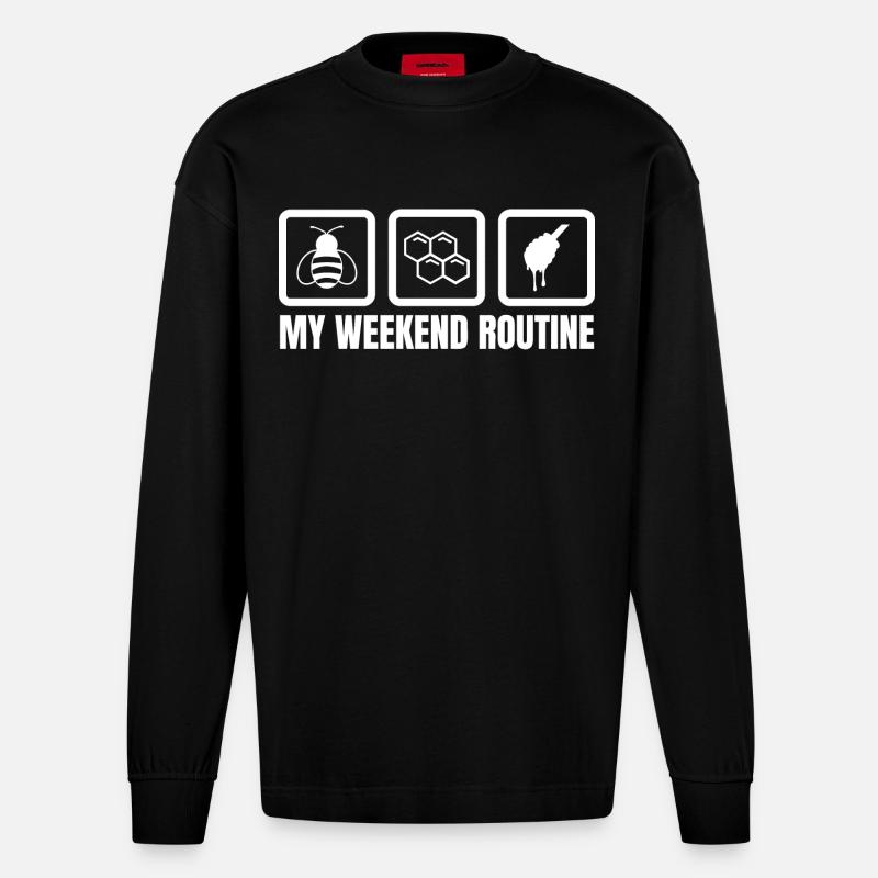 Meine Wochenendroutine - Heavyweight Oversized Organic Langarmshirt Made in EU - SOLID BLACK