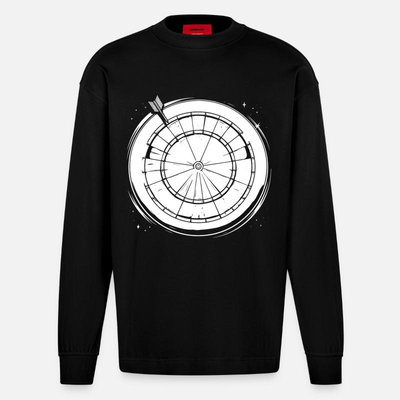 Dessin de fléchettes - Manches longues bio épais oversize fabriqué en UE - SOLID BLACK