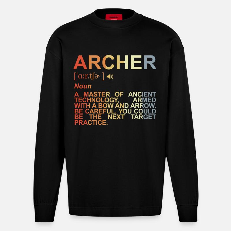 Bogenschütze Begriffserklärung - Heavyweight Oversized Organic Langarmshirt Made in EU - SOLID BLACK