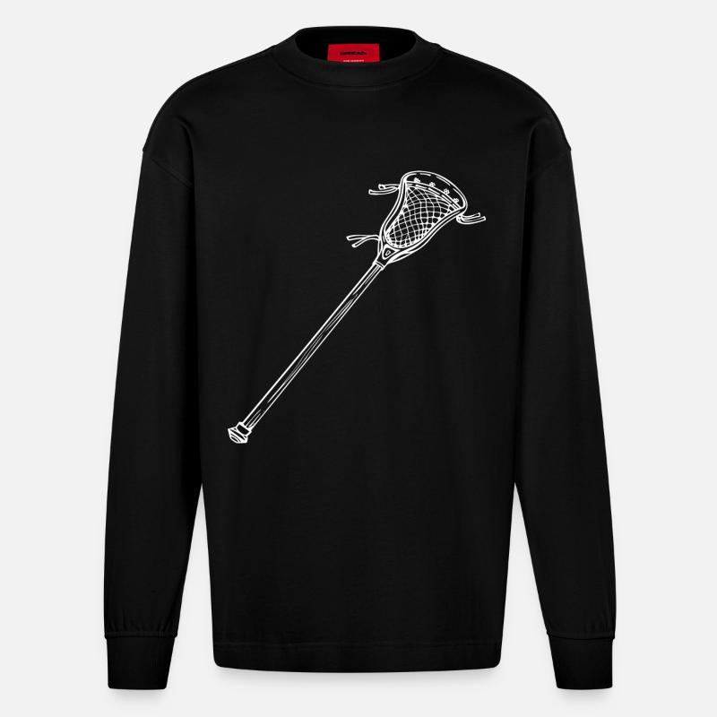 Dessin de batte de crosse - Manches longues bio épais oversize fabriqué en UE - SOLID BLACK