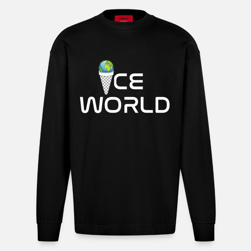 Eiswelt - Heavyweight Oversized Organic Langarmshirt Made in EU - SOLID BLACK