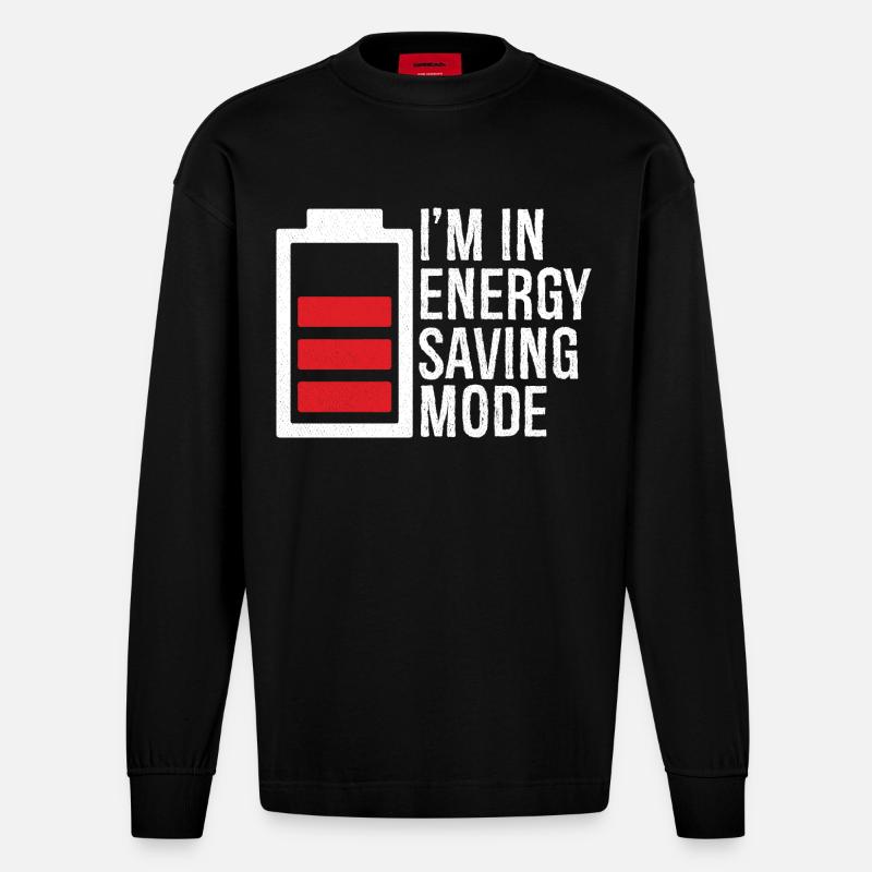 I'm in energy saving mode - Manches longues bio épais oversize fabriqué en UE - SOLID BLACK