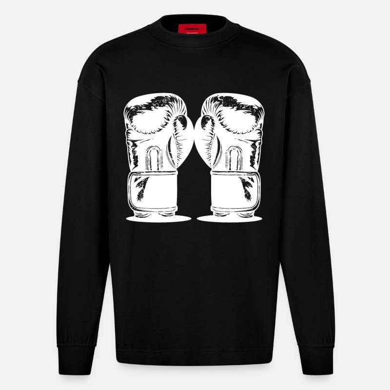 Boxe - Manches longues bio épais oversize fabriqué en UE - SOLID BLACK