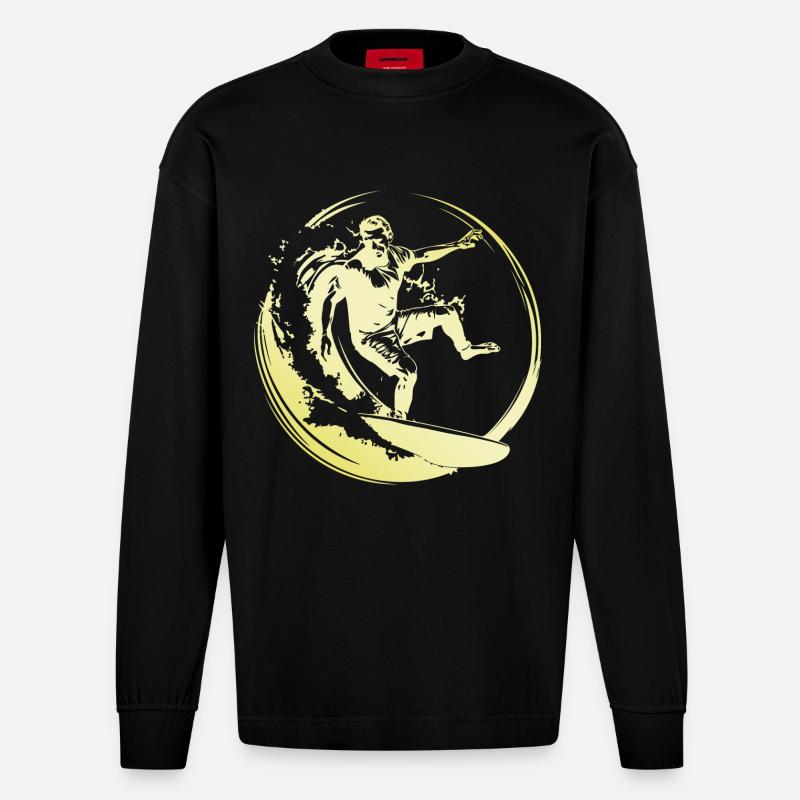 Surfer Mann - Heavyweight Oversized Organic Langarmshirt Made in EU - SOLID BLACK