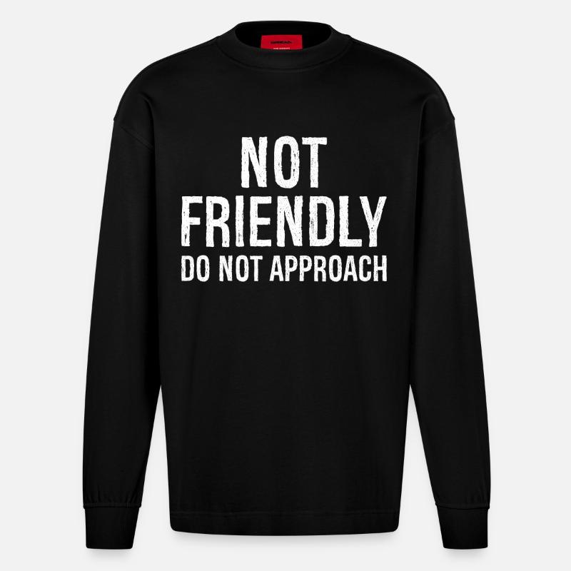nicht freundlich nicht annähern - Heavyweight Oversized Organic Langarmshirt Made in EU - SOLID BLACK