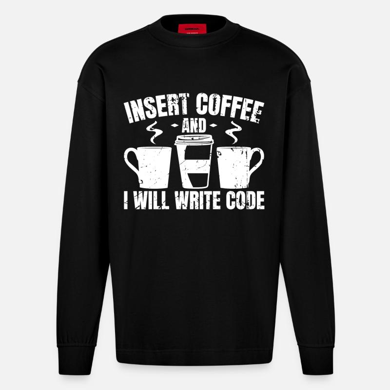 Programmierer Lustige Witze - Heavyweight Oversized Organic Langarmshirt Made in EU - SOLID BLACK