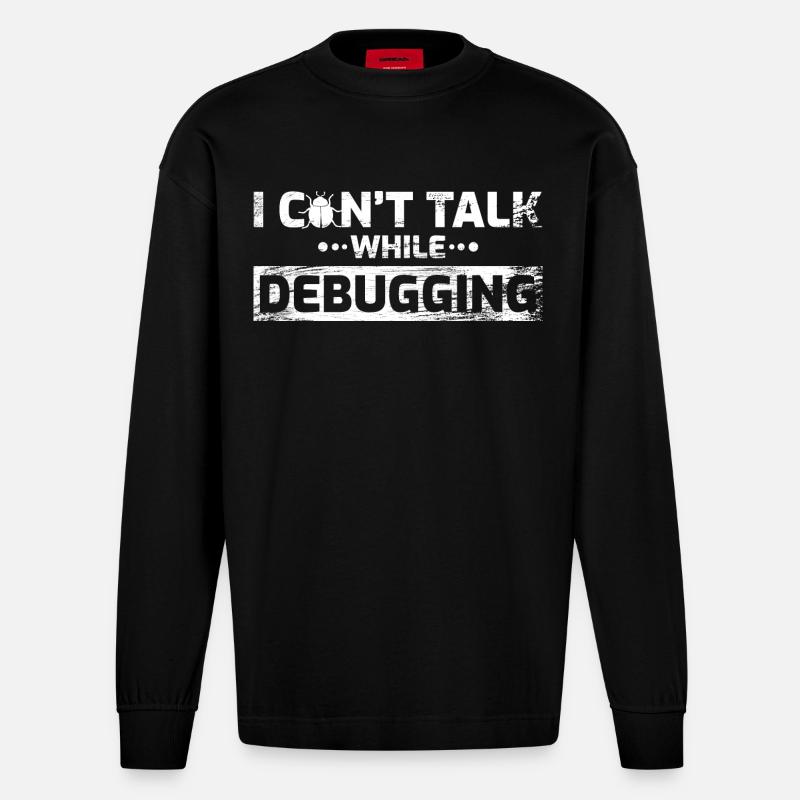 Software Developer Joke - Heavyweight Oversized Organic Longsleeve Shirt Made in EU - SOLID BLACK