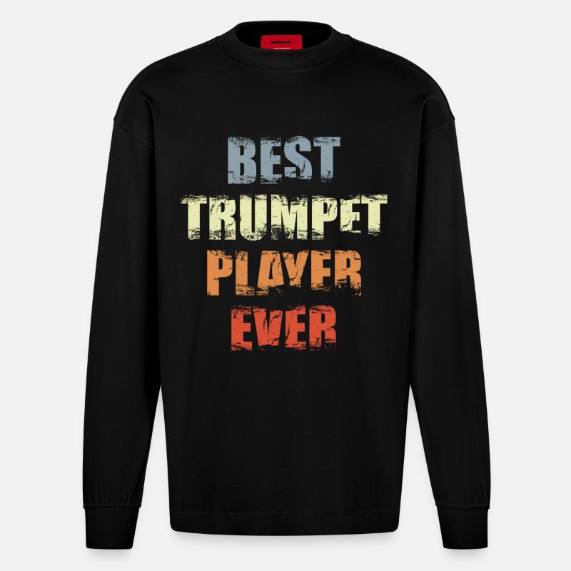Bester Trompetenspieler - Heavyweight Oversized Organic Langarmshirt Made in EU - SOLID BLACK