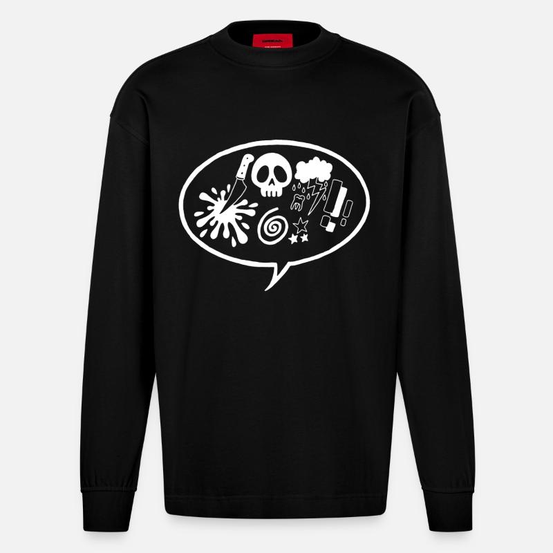Comic (weiß) - Heavyweight Oversized Organic Langarmshirt Made in EU - SOLID BLACK