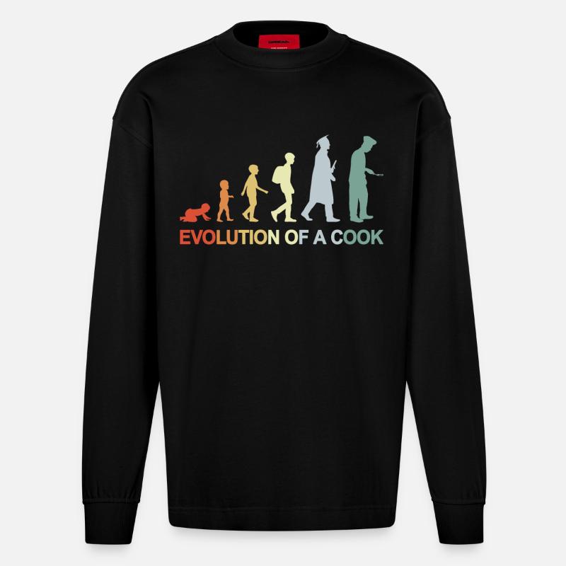 Evolution d’un cuisinier - Manches longues bio épais oversize fabriqué en UE - SOLID BLACK