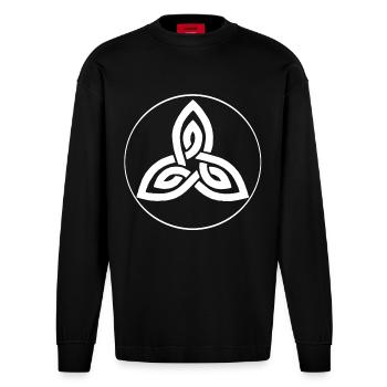 Fleur celte blanche - Manches longues bio épais oversize fabriqué en UE - SOLID BLACK - Devant