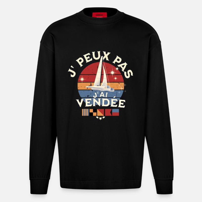 J'peux pas j'ai Vendée Glb - Manches longues bio épais oversize fabriqué en UE - SOLID BLACK