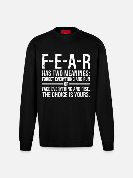 La paura ha due significati: dimentica tutto e scappa - Maglia a maniche lunghe ecologica oversize Heavyweight Made in UE - SOLID BLACK