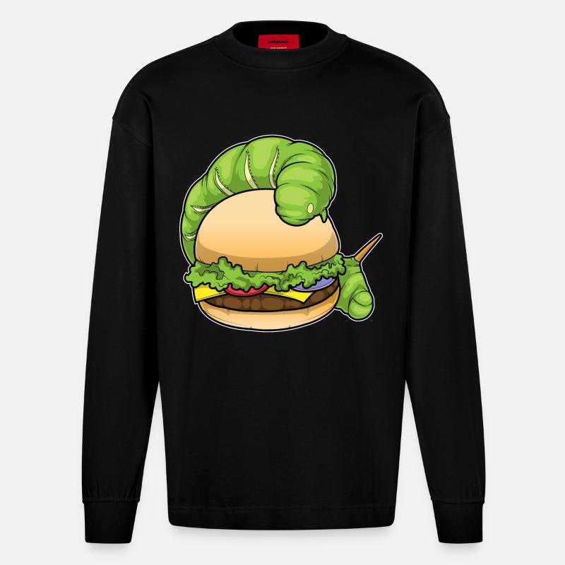 Raupe Burger - Heavyweight Oversized Organic Langarmshirt Made in EU - SOLID BLACK