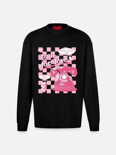 Call for Love Hotline Aesthetics - Heavyweight Oversized Organic Longsleeve Shirt Made in EU - SOLID BLACK