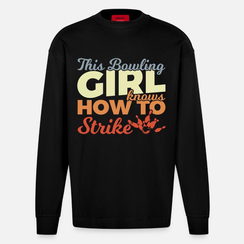 Bowling Mädchen - Heavyweight Oversized Organic Langarmshirt Made in EU - SOLID BLACK