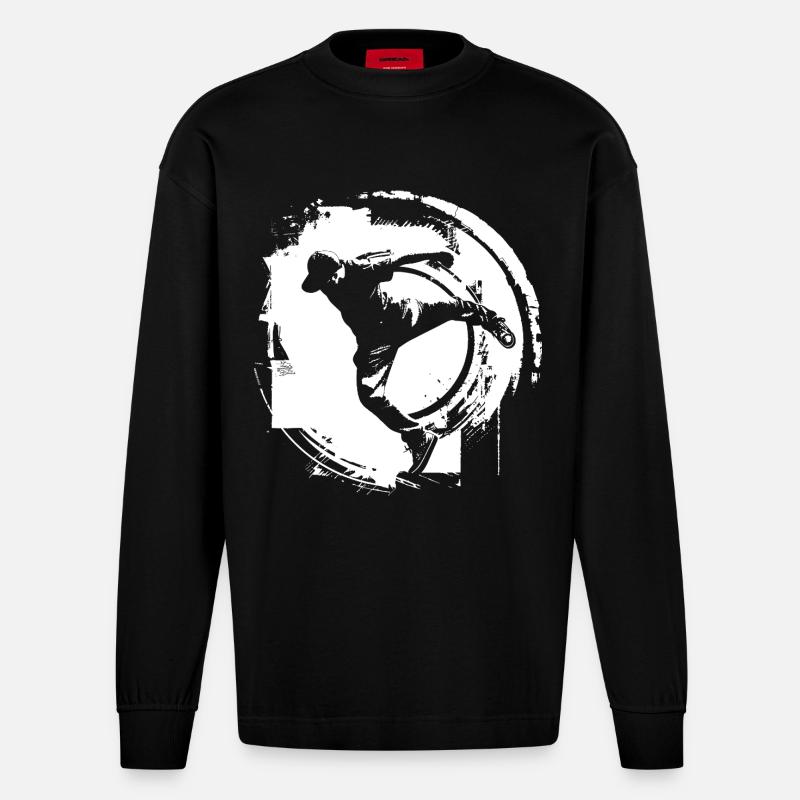 Dessin de breakdancer - Manches longues bio épais oversize fabriqué en UE - SOLID BLACK