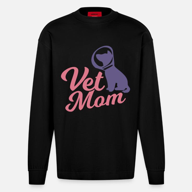 Veterinär Mutter - Heavyweight Oversized Organic Langarmshirt Made in EU - SOLID BLACK