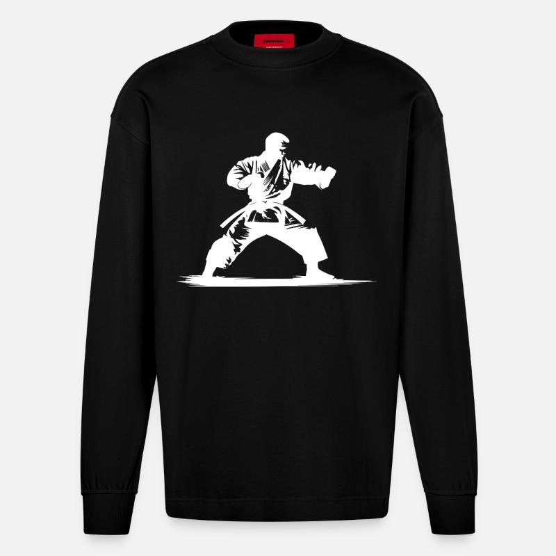 Karateka - Heavyweight Oversized Organic Langarmshirt Made in EU - SOLID BLACK