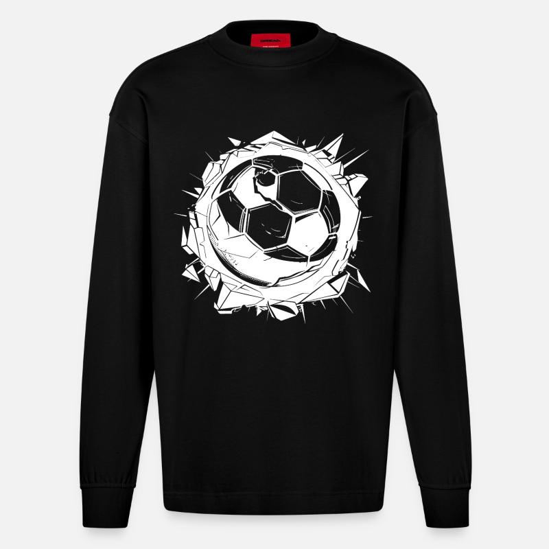 Fußball Zeichnung - Heavyweight Oversized Organic Langarmshirt Made in EU - SOLID BLACK