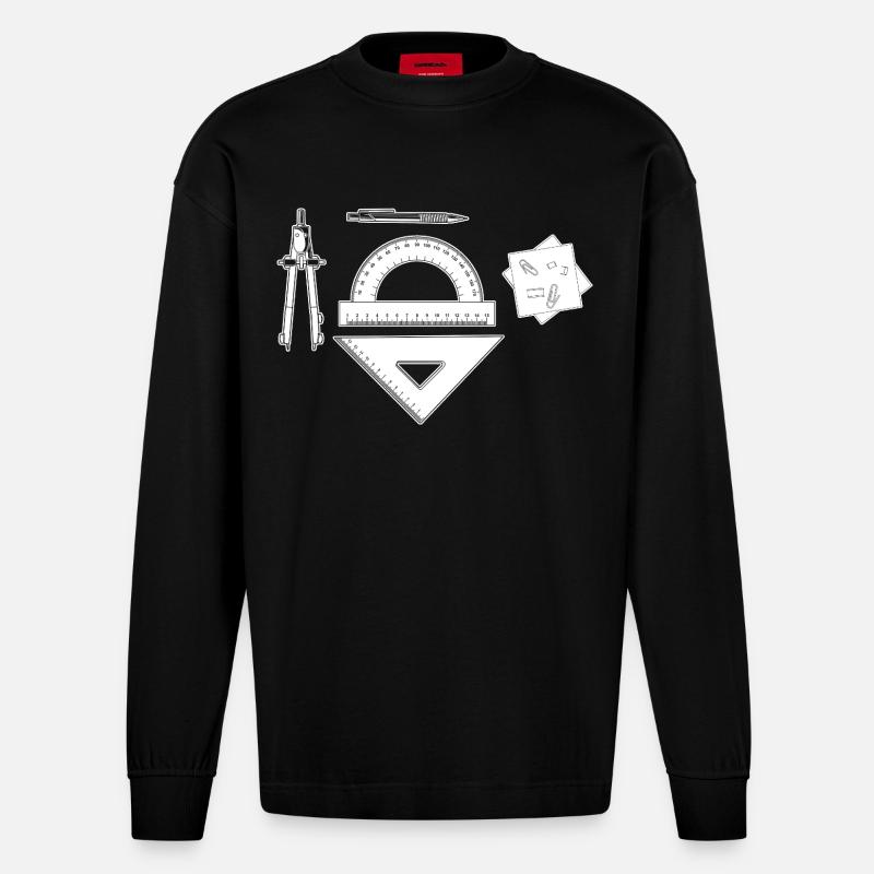 Graphique d’architecte - Manches longues bio épais oversize fabriqué en UE - SOLID BLACK