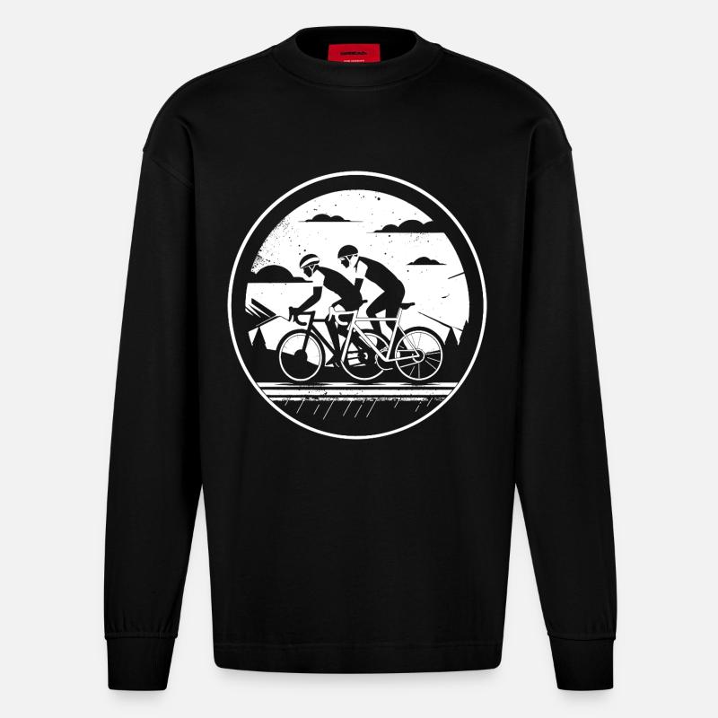 Radsport Illustration - Heavyweight Oversized Organic Langarmshirt Made in EU - SOLID BLACK