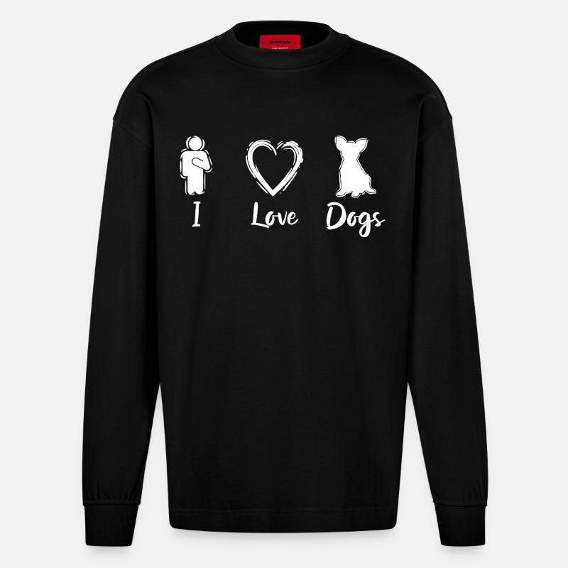 J’adore les chiens - Manches longues bio épais oversize fabriqué en UE - SOLID BLACK