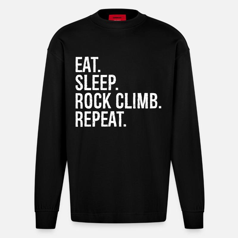 Manger dormir Escalade Répéter - Manches longues bio épais oversize fabriqué en UE - SOLID BLACK