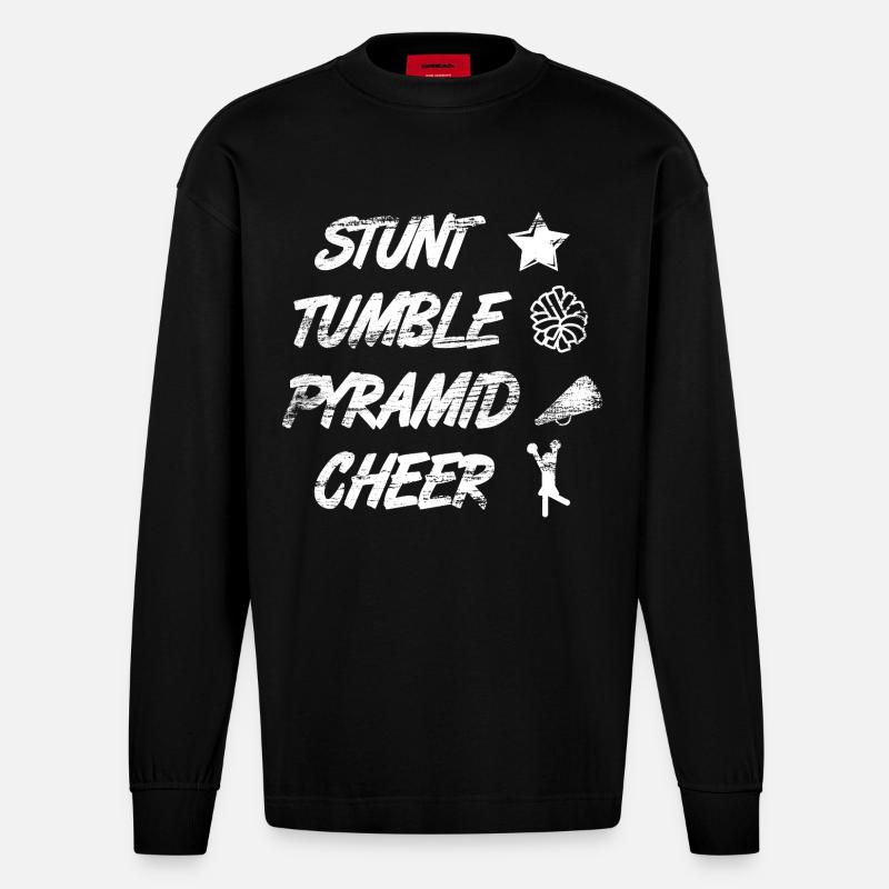 Cascade Culbute Pyramide Cheer - Manches longues bio épais oversize fabriqué en UE - SOLID BLACK
