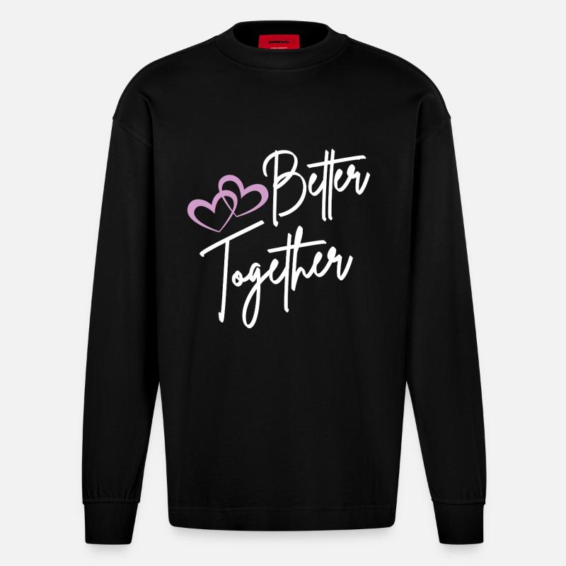 Better Together Drehbuch Herzen - Heavyweight Oversized Organic Langarmshirt Made in EU - SOLID BLACK