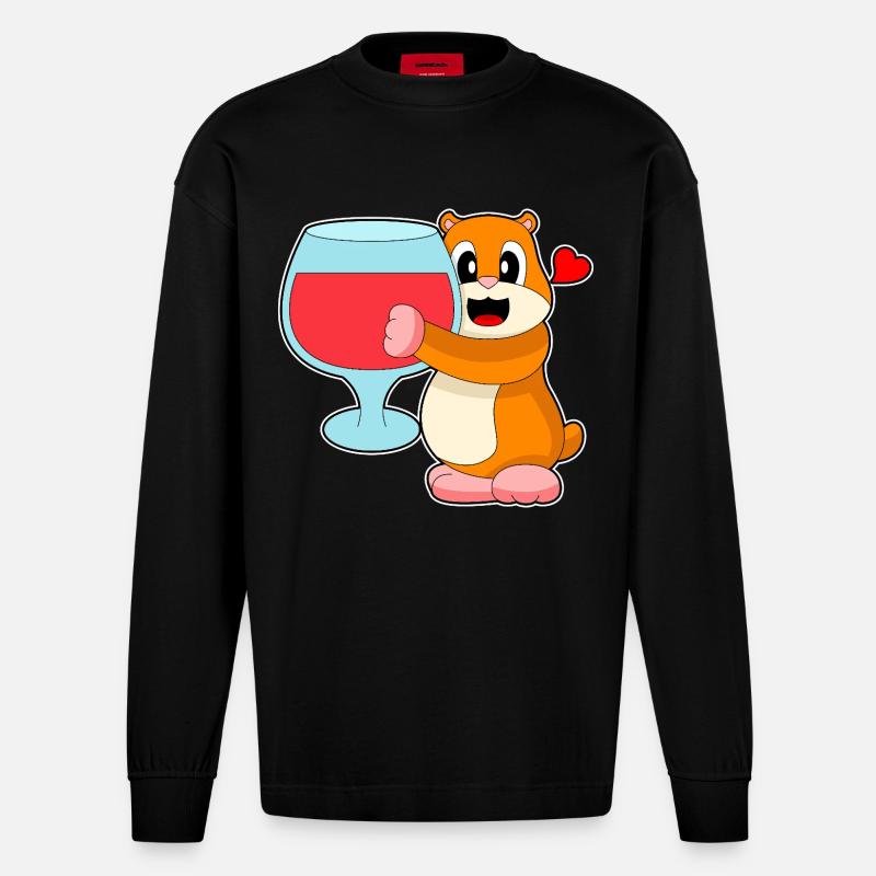 Vin rouge hamster - Manches longues bio épais oversize fabriqué en UE - SOLID BLACK