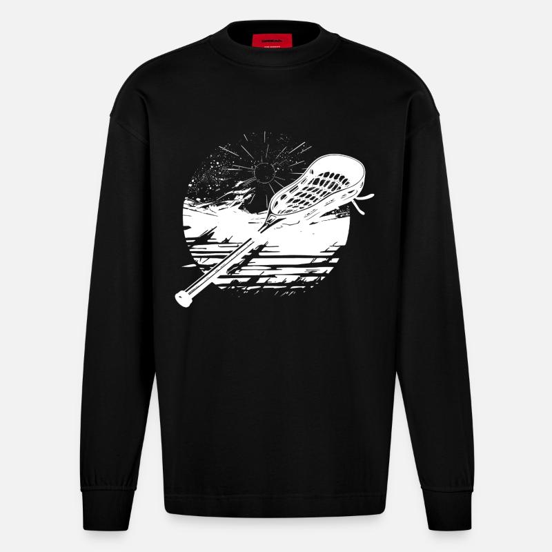 Graphique du bâton de crosse - Manches longues bio épais oversize fabriqué en UE - SOLID BLACK