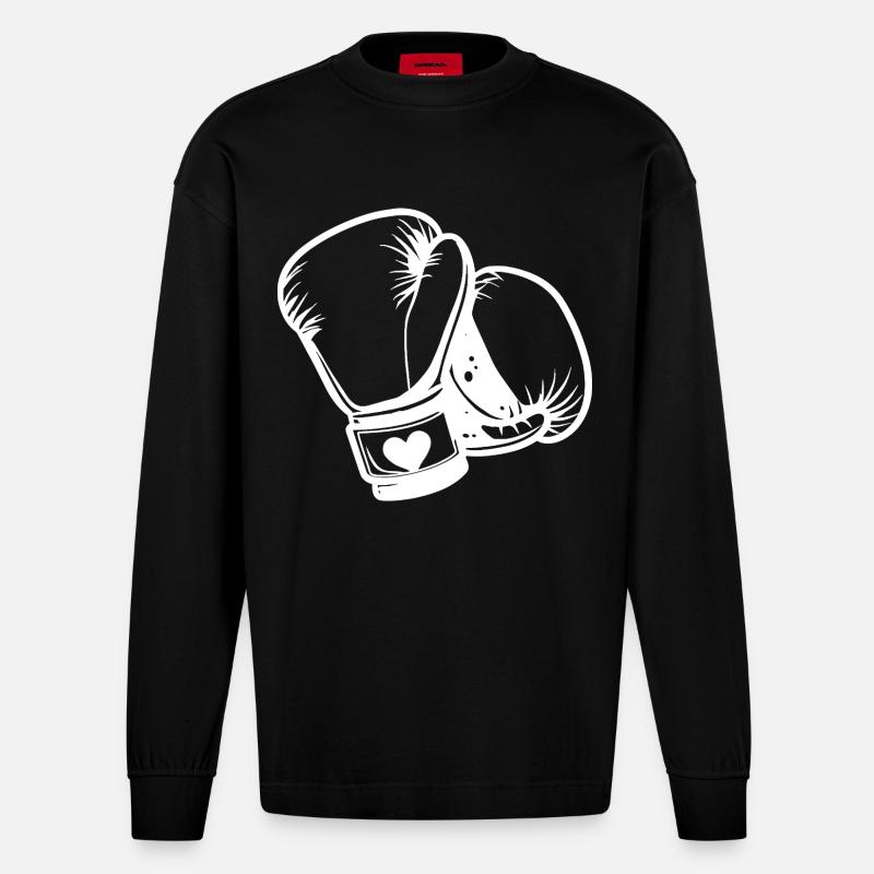 Boxhandschuhe Skizze - Heavyweight Oversized Organic Langarmshirt Made in EU - SOLID BLACK