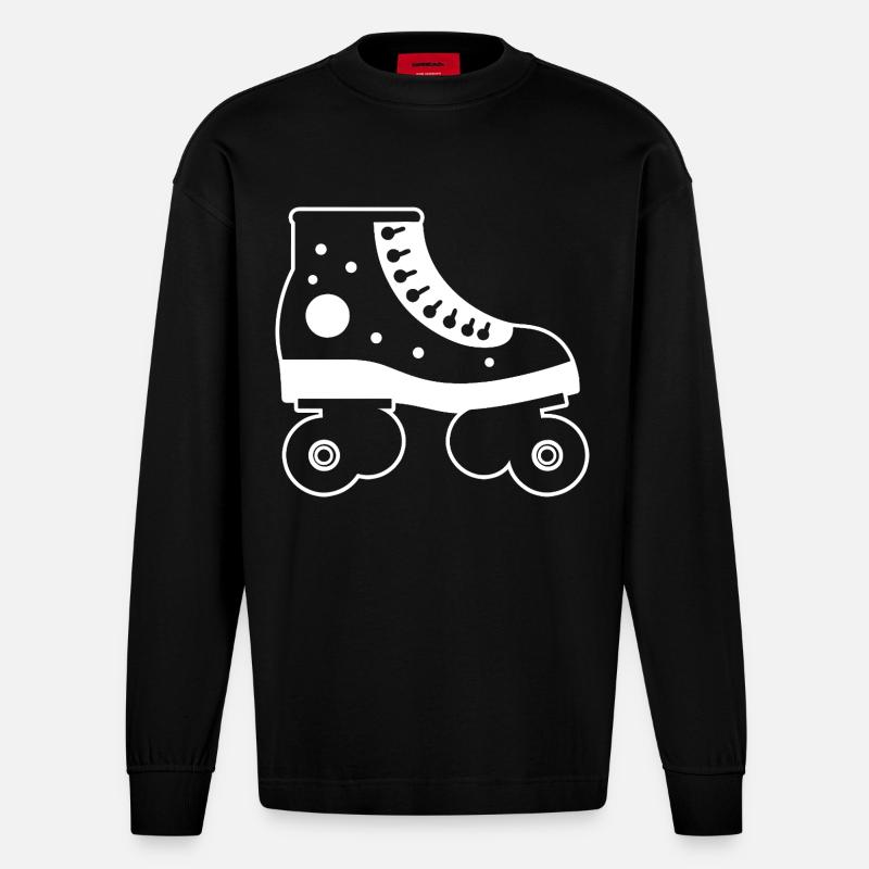 Rollschuhe Cartoon-Stil - Heavyweight Oversized Organic Langarmshirt Made in EU - SOLID BLACK