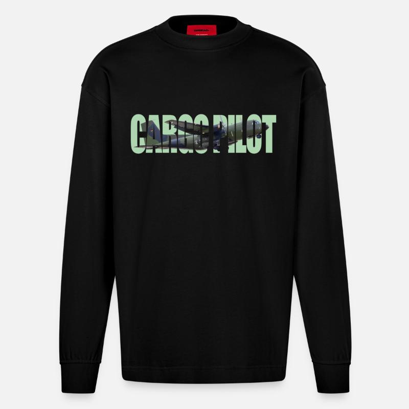 Cargo pilot C-160 - Heavyweight Oversized Organic Langarmshirt Made in EU - SOLID BLACK