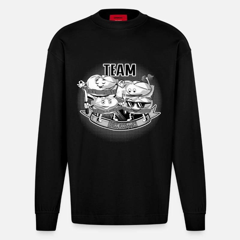 Team Leberkassemmel – Snack Squad! - Heavyweight Oversized Organic Langarmshirt Made in EU - SOLID BLACK