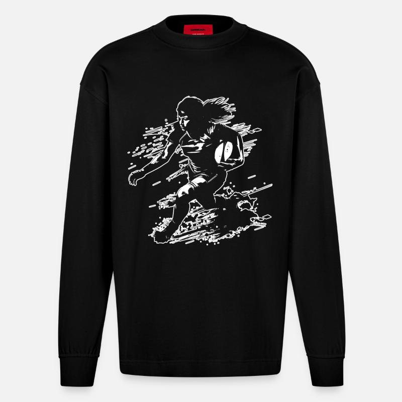 Rugby player - Heavyweight Oversized Organic Longsleeve Shirt Made in EU - SOLID BLACK