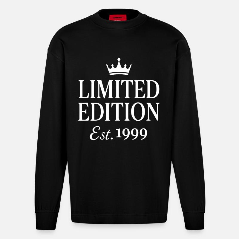 Édition limitée Est. 1999 - Manches longues bio épais oversize fabriqué en UE - SOLID BLACK